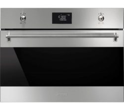 SMEG SF4390MCX Built-in Combination Microwave - Stainless Steel & Black Glass